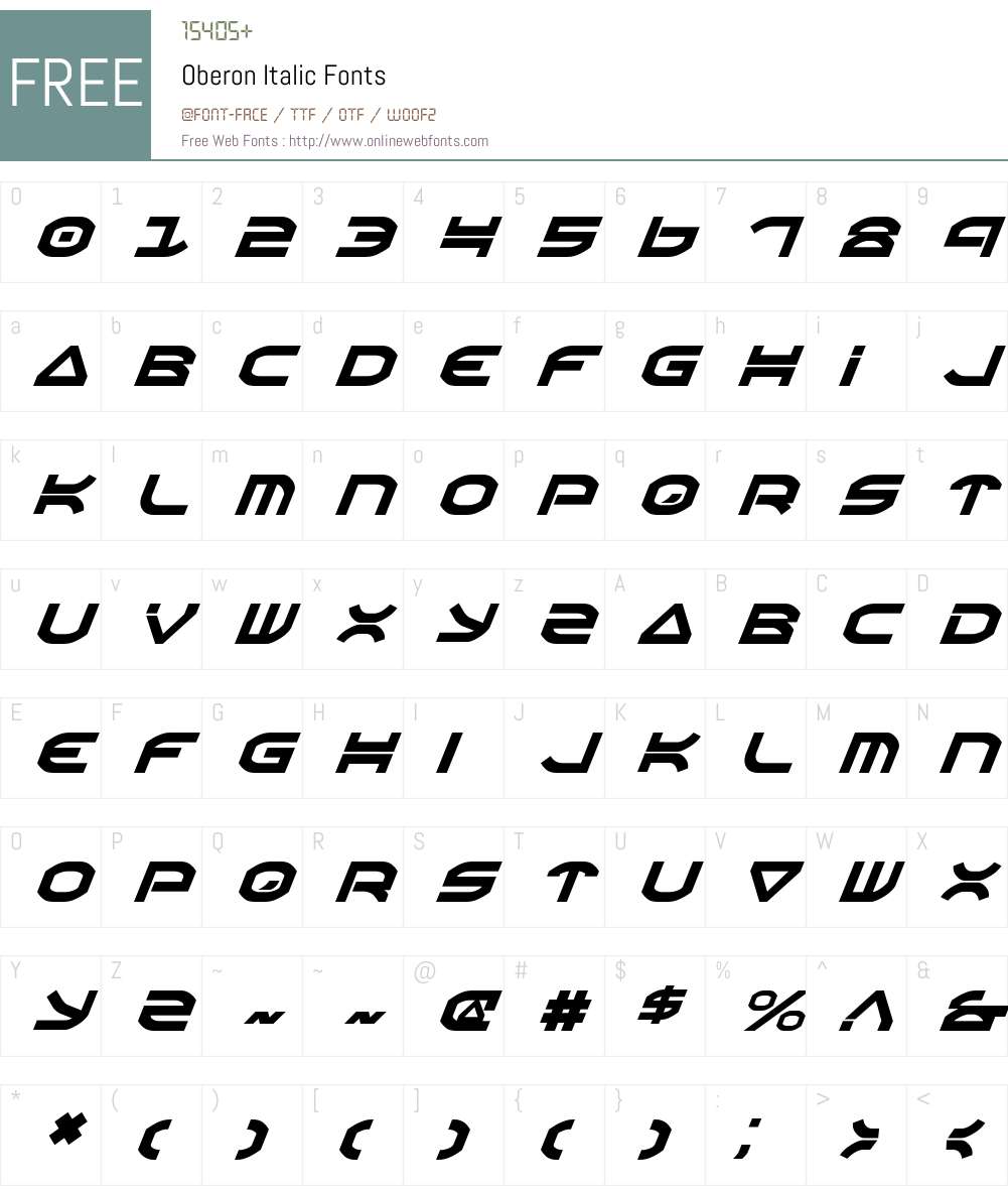 Oberon Italic Font Screenshots
