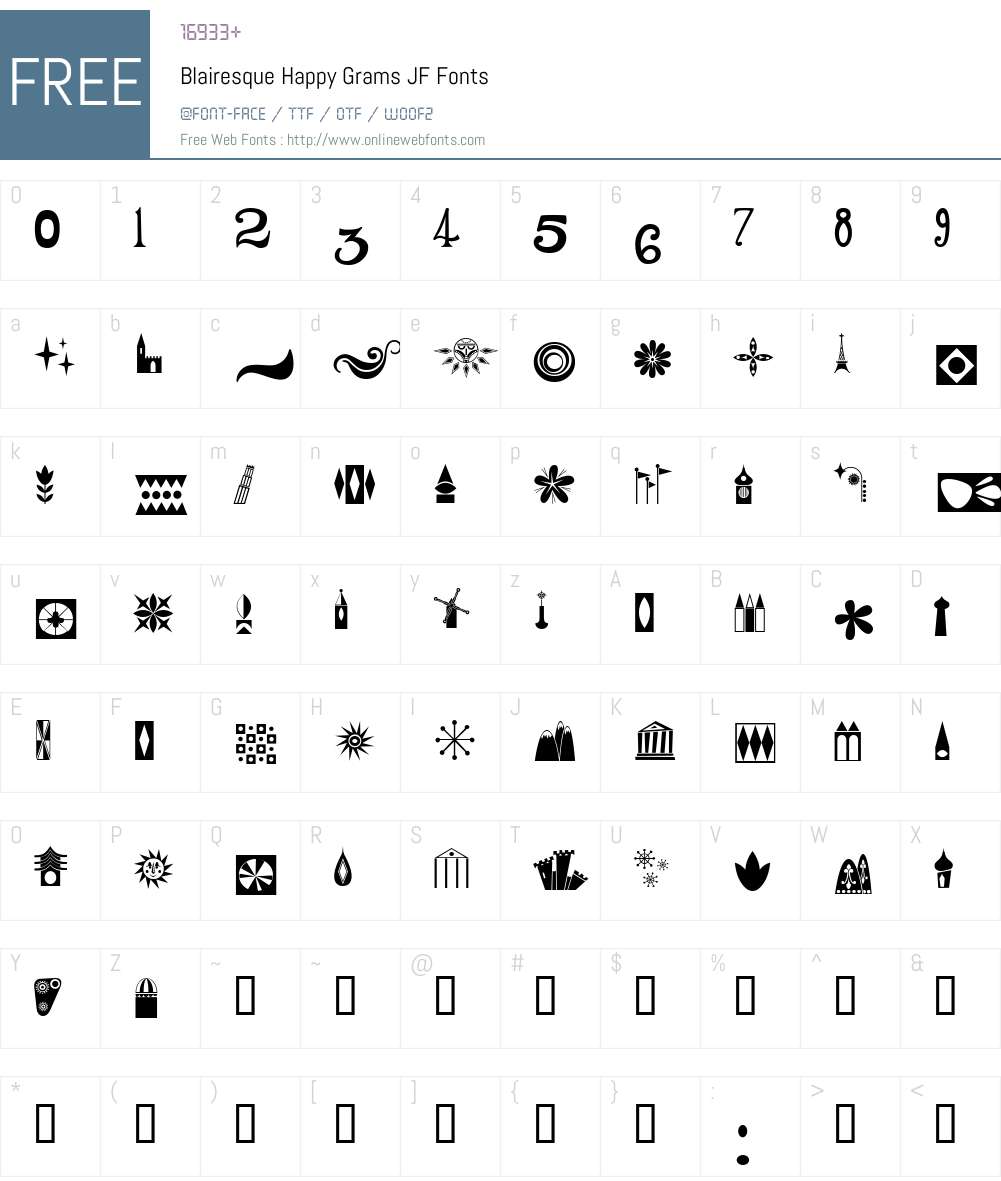 Blairesque Happy Grams JF Font Screenshots