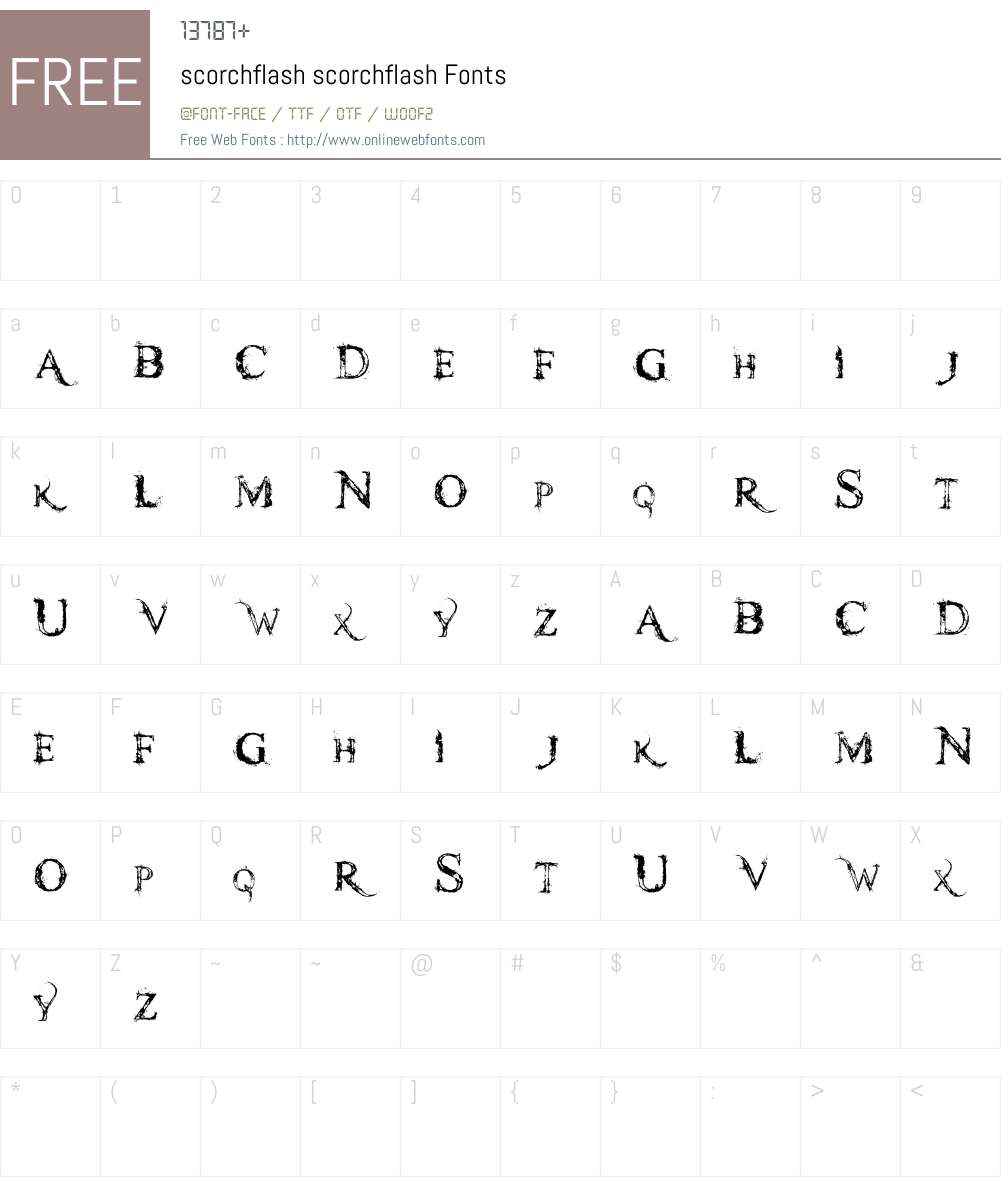 scorchflash Font Screenshots
