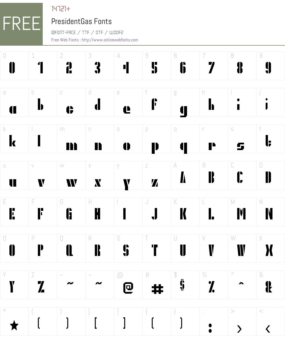 PresidentGas Font Screenshots