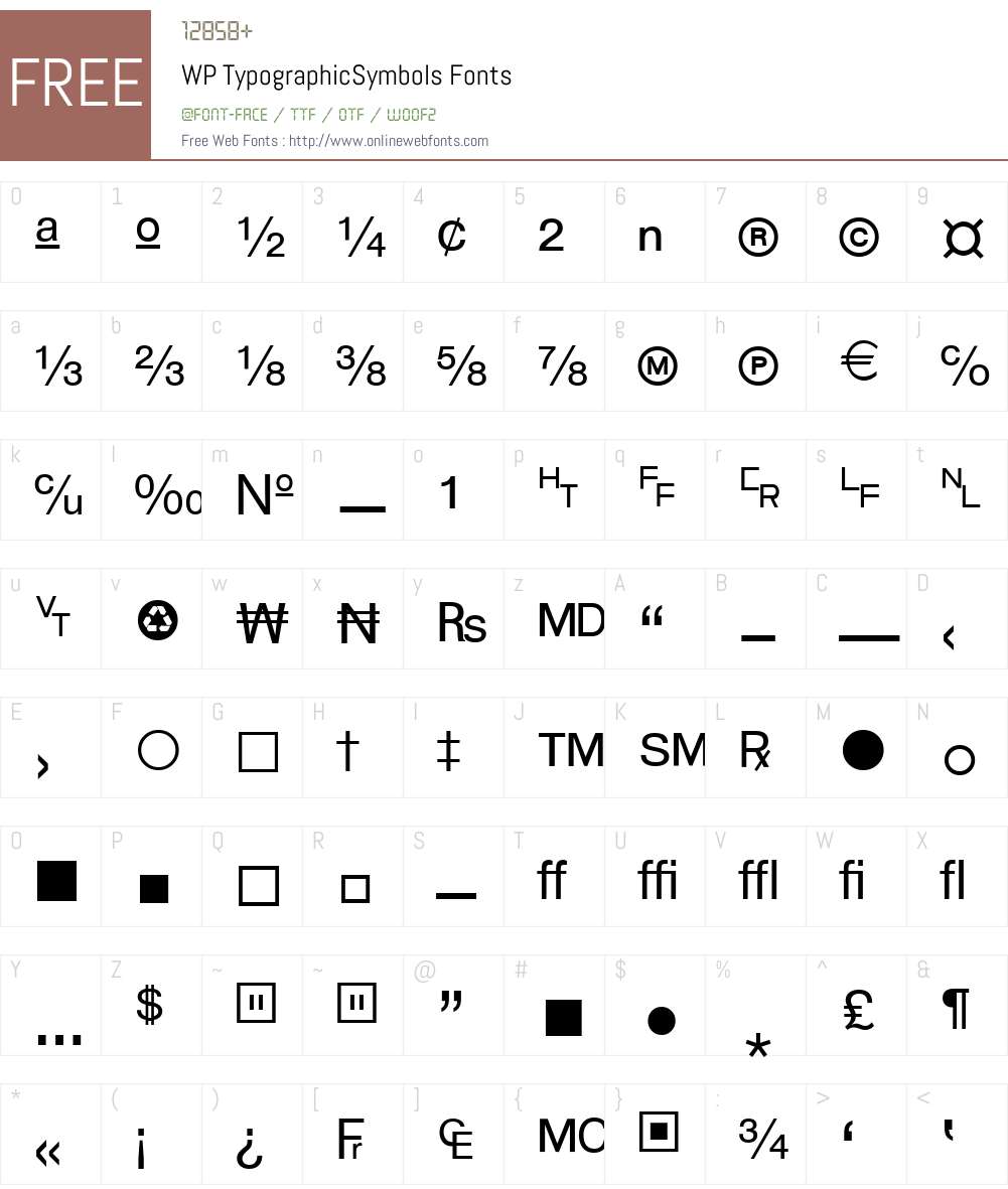 WP TypographicSymbols Font Screenshots