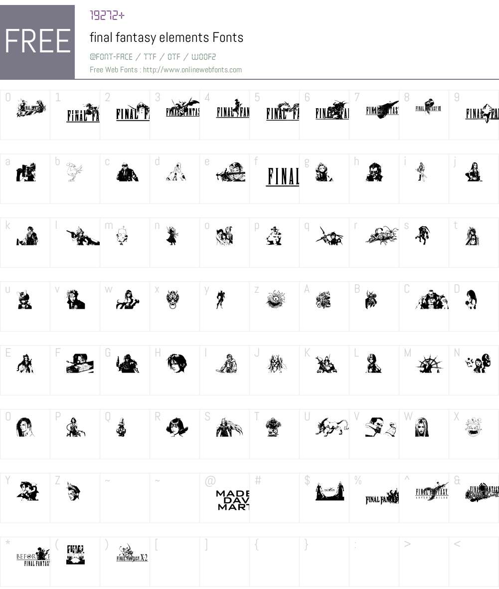 final fantasy elements Font Screenshots