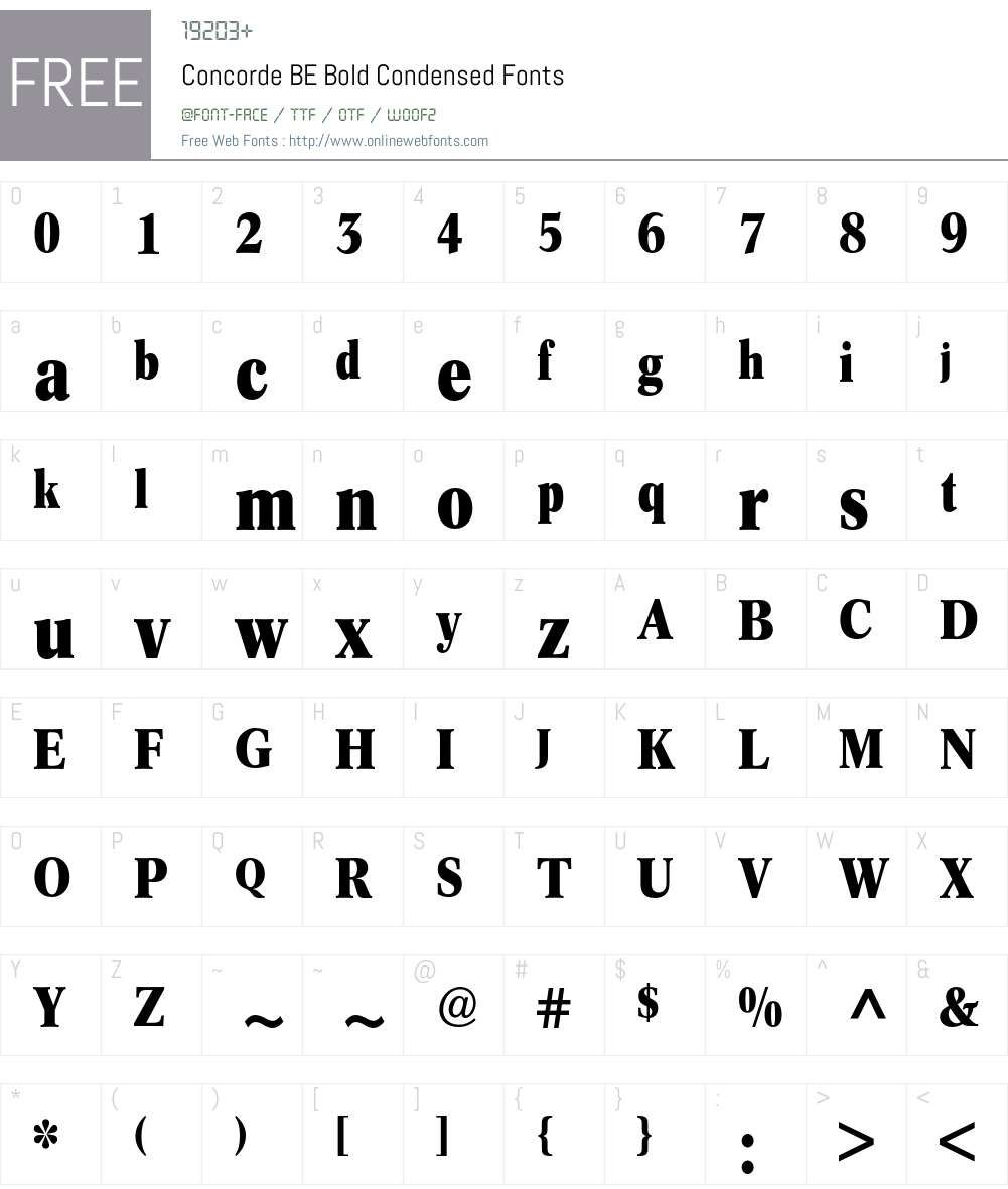 Concorde BE Font Screenshots