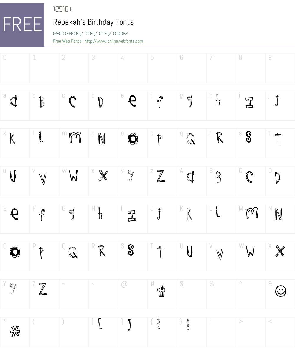 Rebekah's Birthday Font Screenshots
