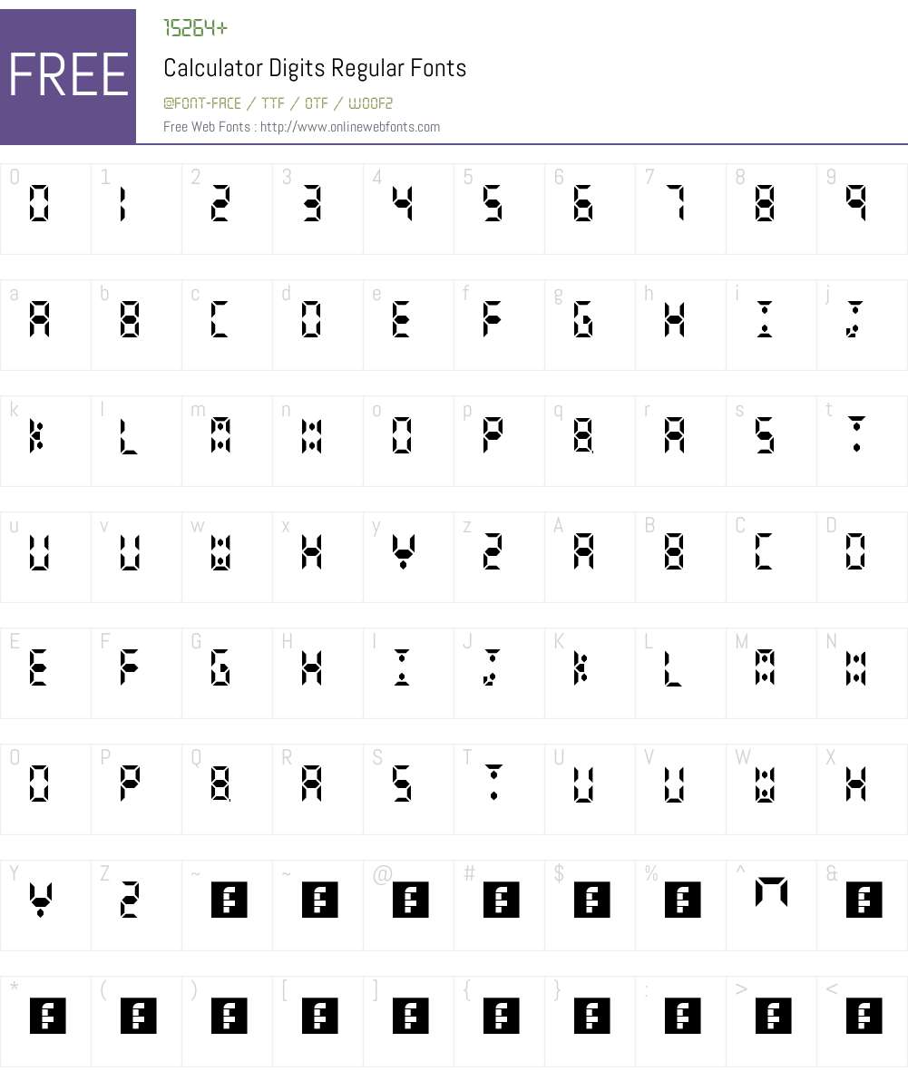 Calculator Digits Font Screenshots