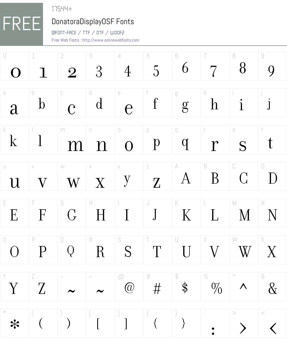DonatoraDisplayOSF Font Screenshots