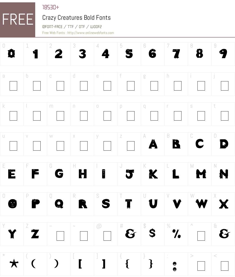 Crazy Creatures Font Screenshots