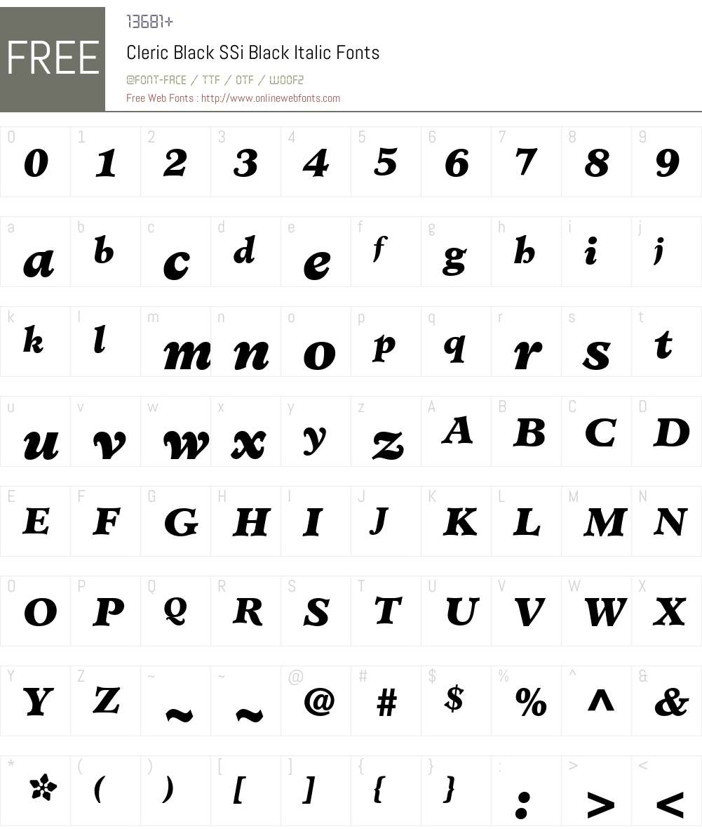 Cleric Black SSi Font Screenshots