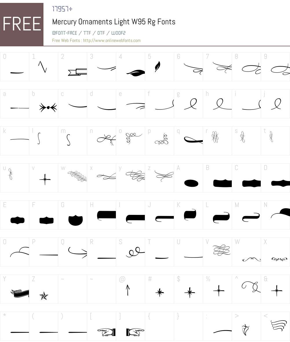 MercuryOrnamentsLightW95 Font Screenshots