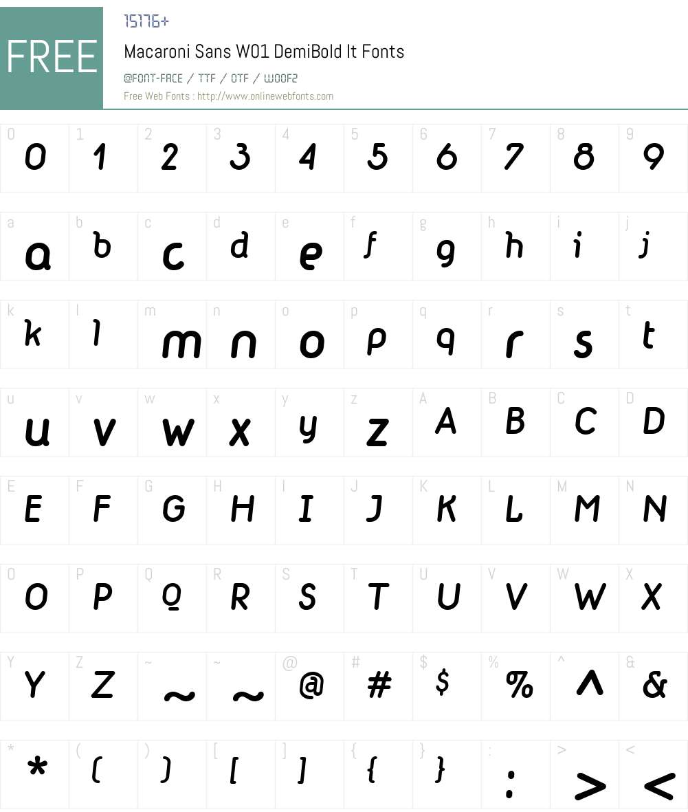 MacaroniSansW01-DemiBoldIt Font Screenshots