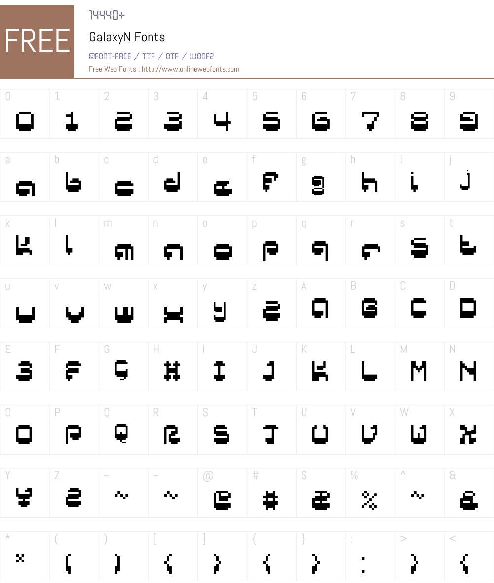 GalaxyN Font Screenshots