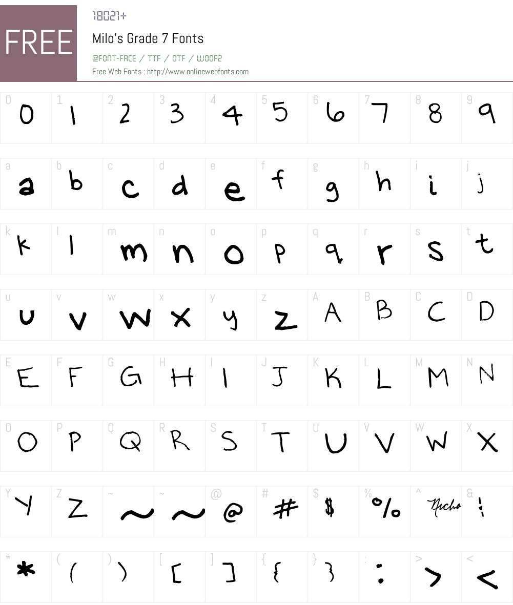 Milo's Grade 7 Font Screenshots