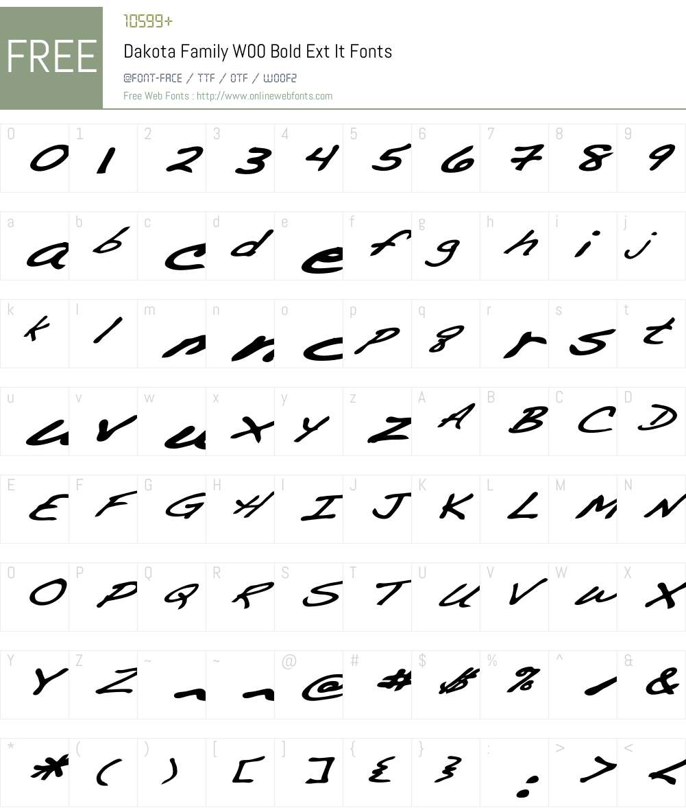 DakotaFamilyW00-BoldExtIt Font Screenshots