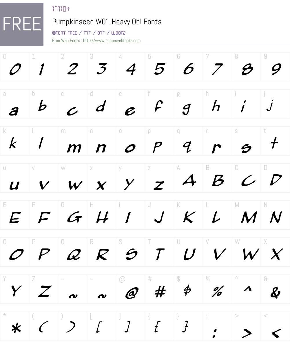 PumpkinseedW01-HeavyObl Font Screenshots