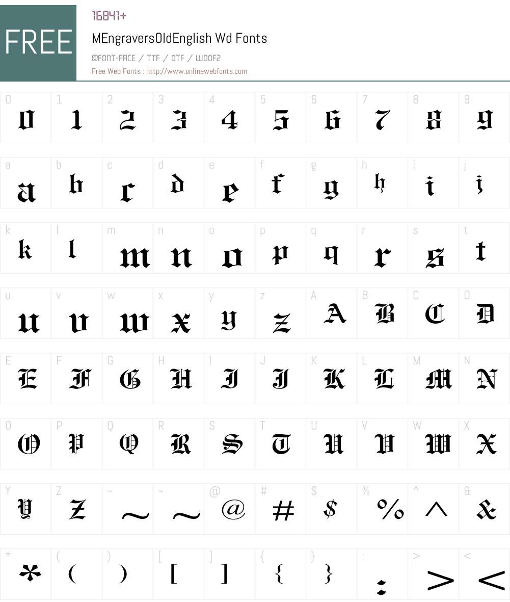MEngraversOldEnglish Wd Font Screenshots