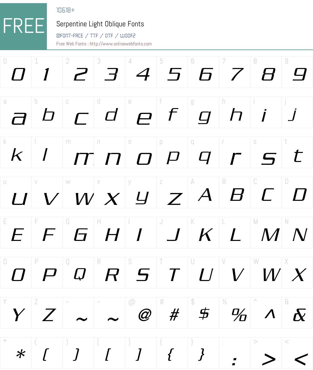 Serpentine Font Screenshots