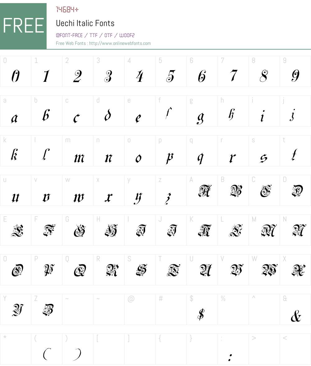 Uechi Italic Font Screenshots