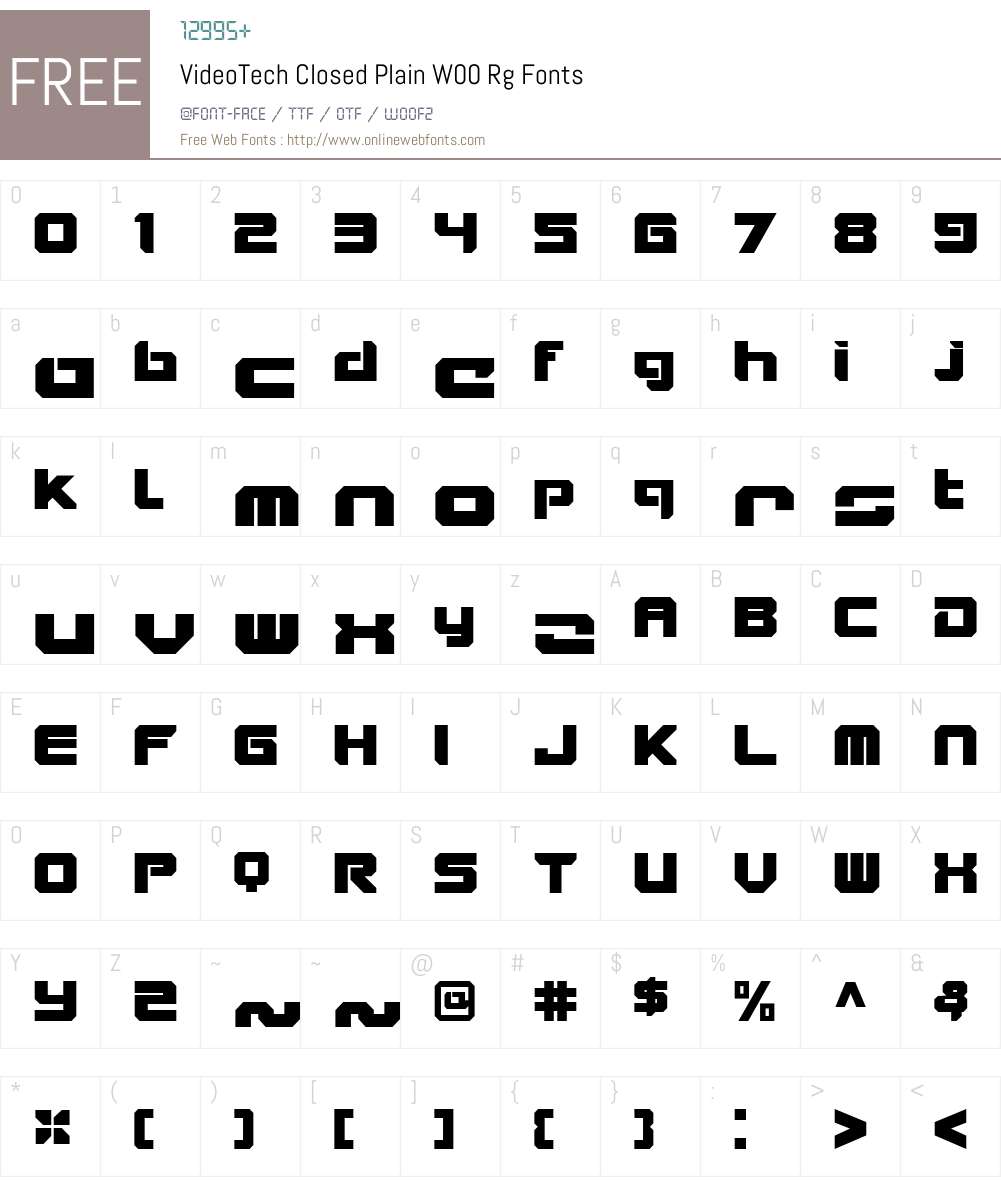 VideoTechClosedPlainW00-Rg Font Screenshots