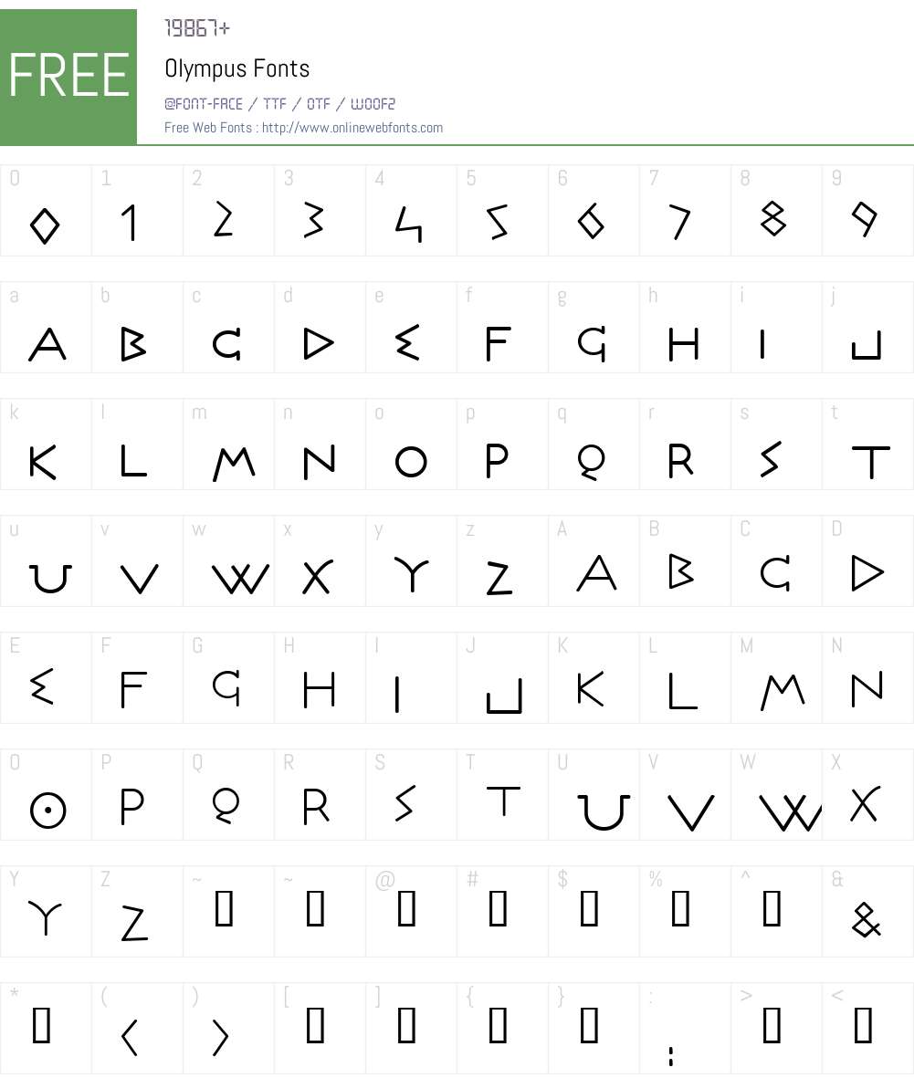 Olympus Font Screenshots