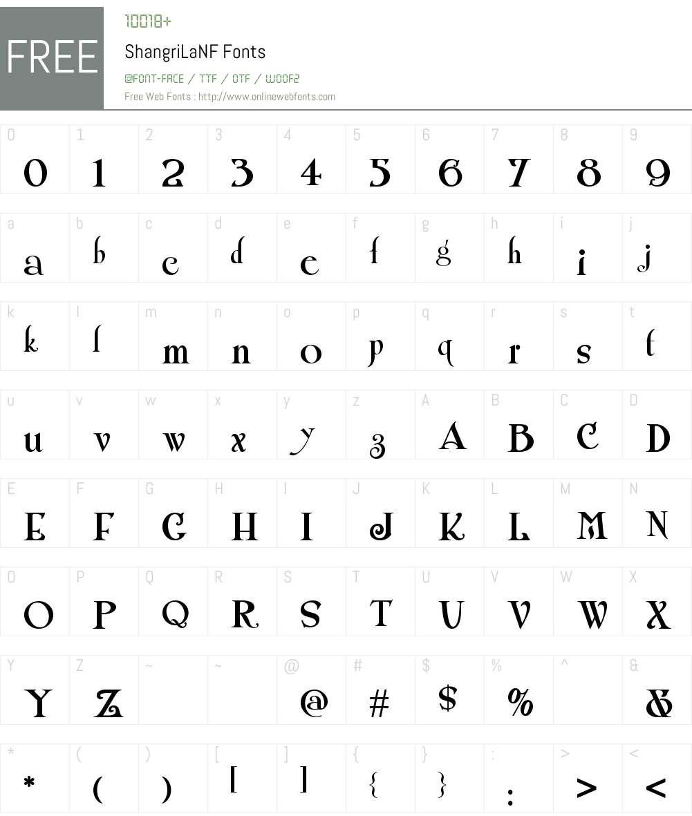 Shangri La NF Font Screenshots