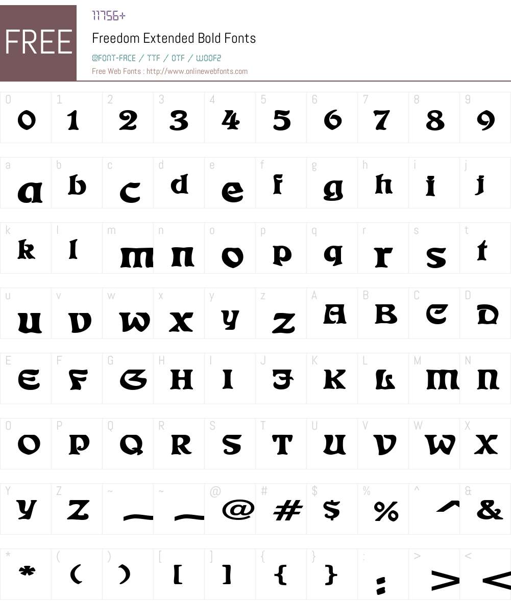 Freedom Extended Font Screenshots