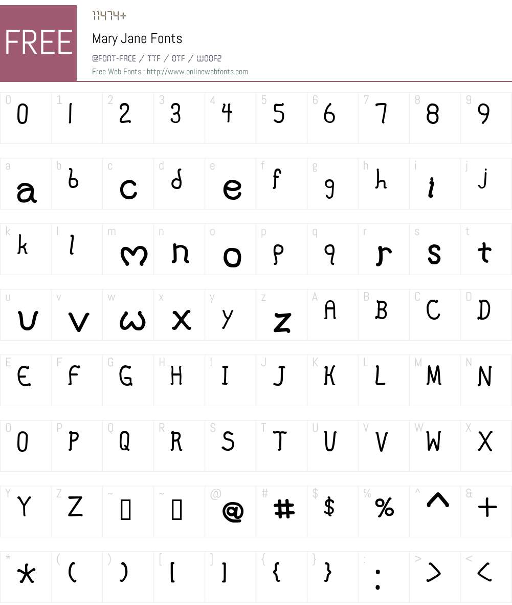 Mary Jane In Cursive Mary Jane Macromedia Fontographer 4.1 12/5/98 Fonts Free Download ...