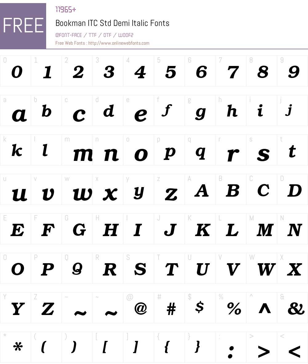 Bookman ITC Std Font Screenshots