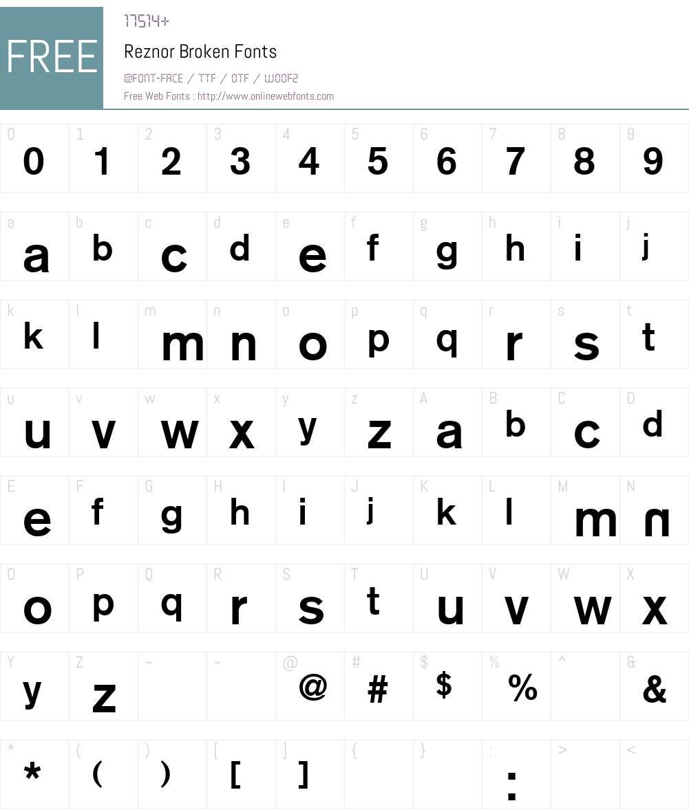 Reznor Font Screenshots