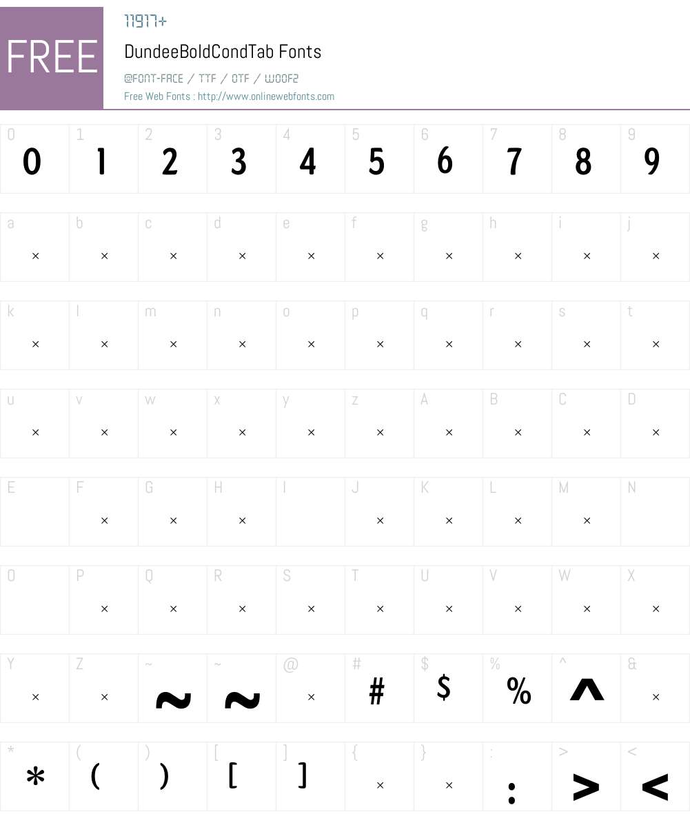 DundeeBoldCondTab Font Screenshots