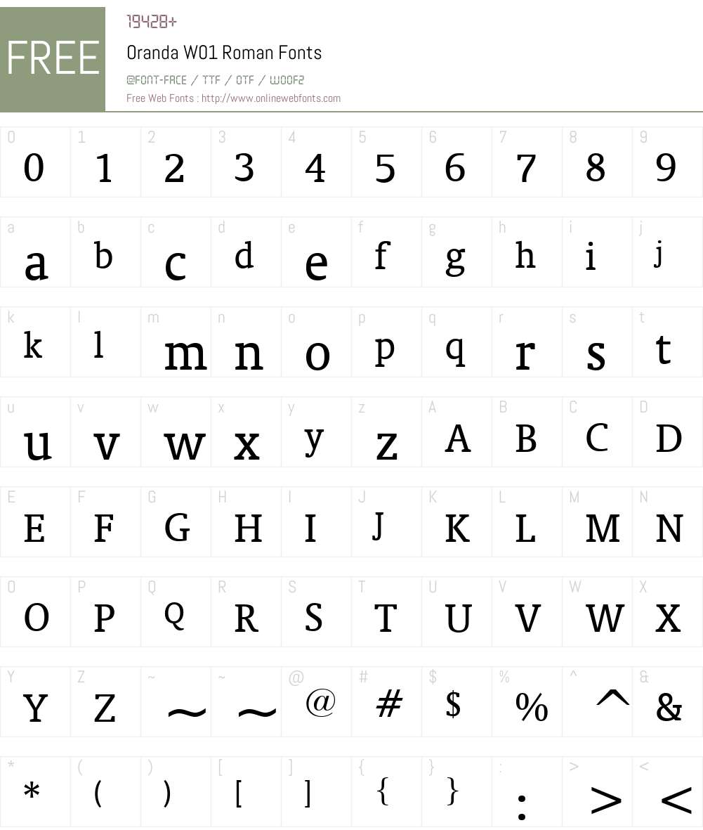 OrandaW01-Roman Font Screenshots