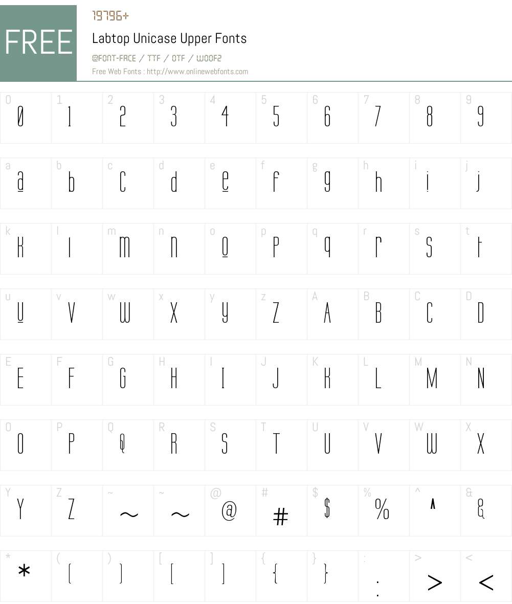 Labtop Unicase Upper Font Screenshots