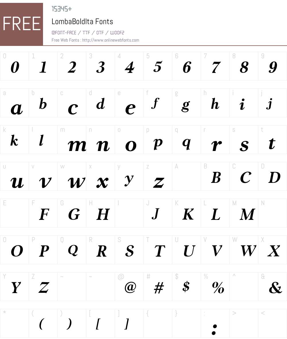 LombaBoldItalic Font Screenshots