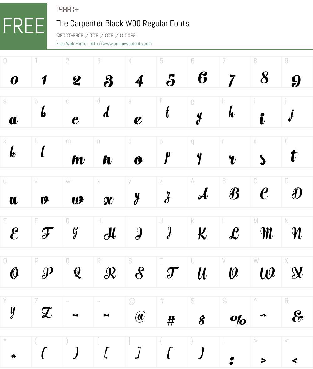 TheCarpenterBlackW00-Rg Font Screenshots