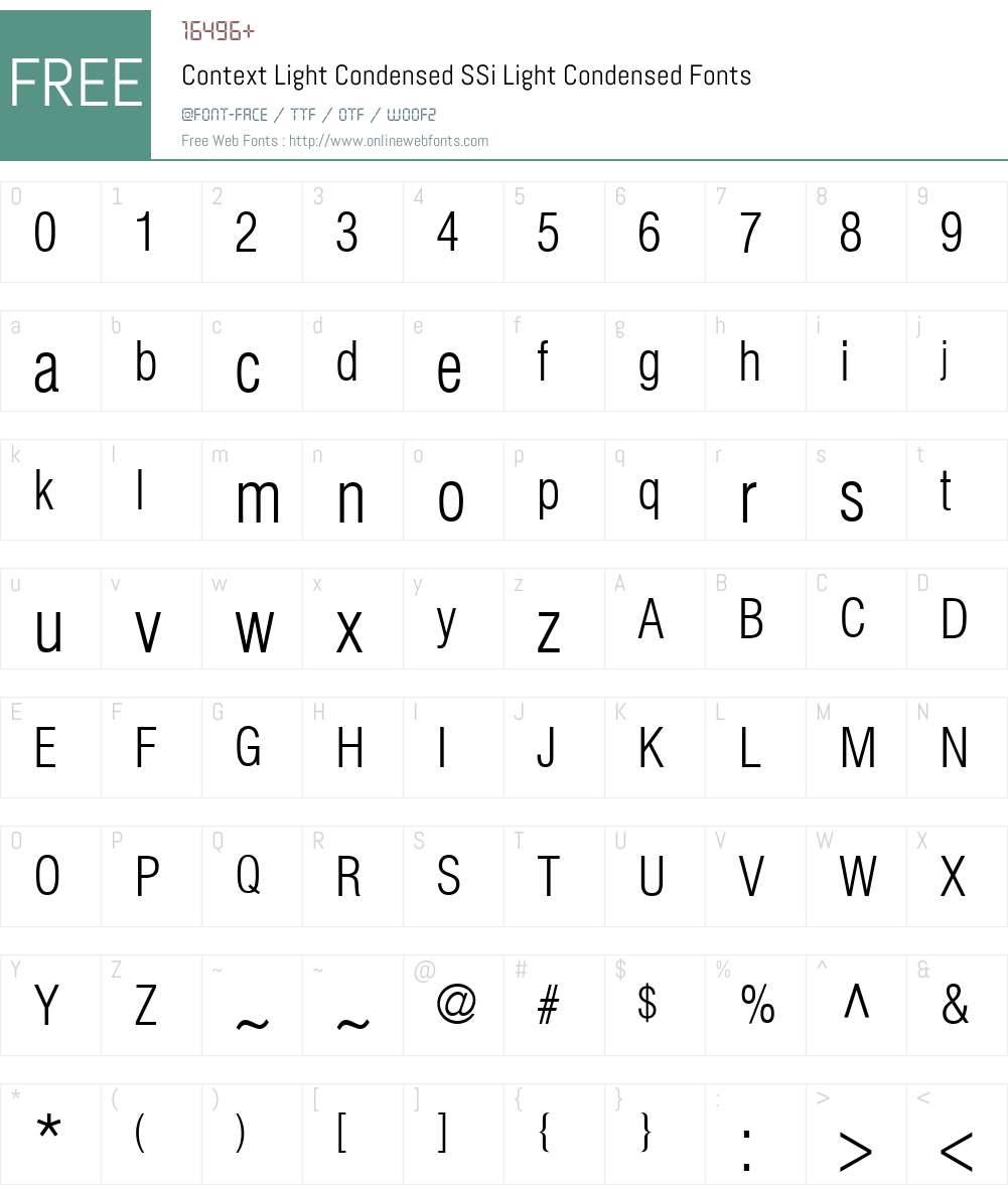 Context Light Condensed SSi Font Screenshots