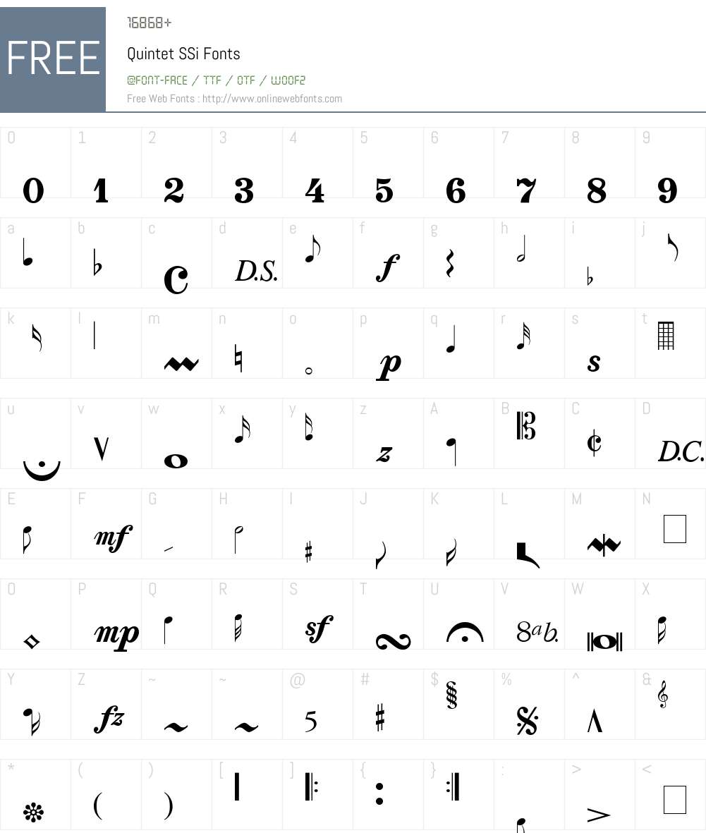 Quintet SSi Font Screenshots