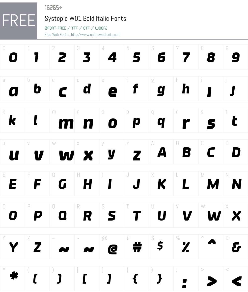 SystopieW01-BoldItalic Font Screenshots