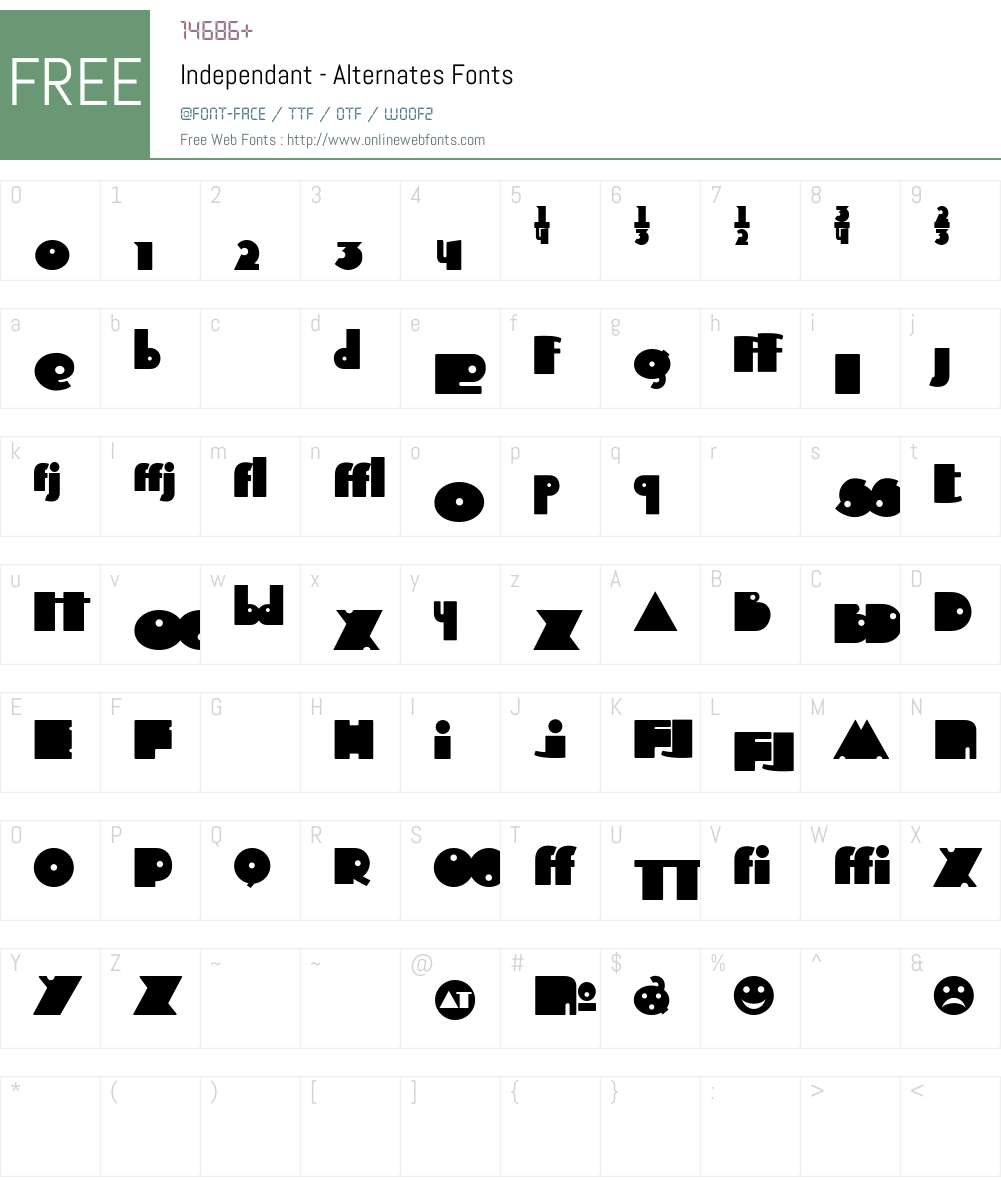 Independant - Alternates Font Screenshots