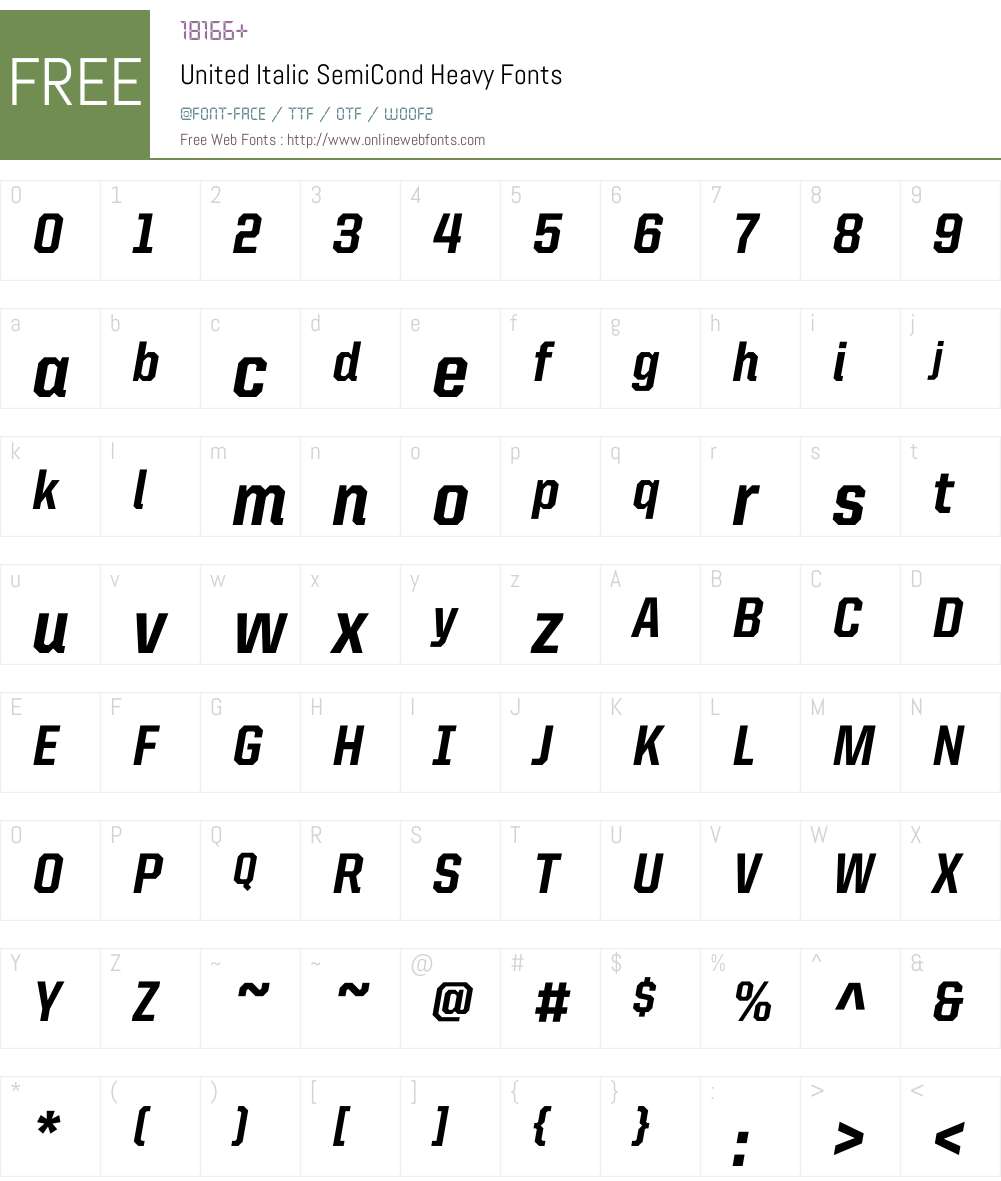 United Italic SemiCond Font Screenshots
