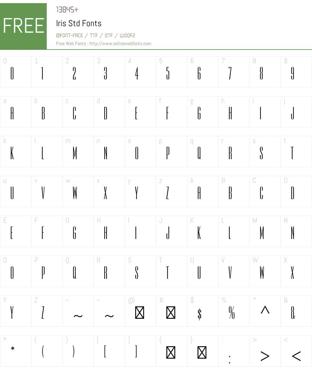 Iris Std Font Screenshots