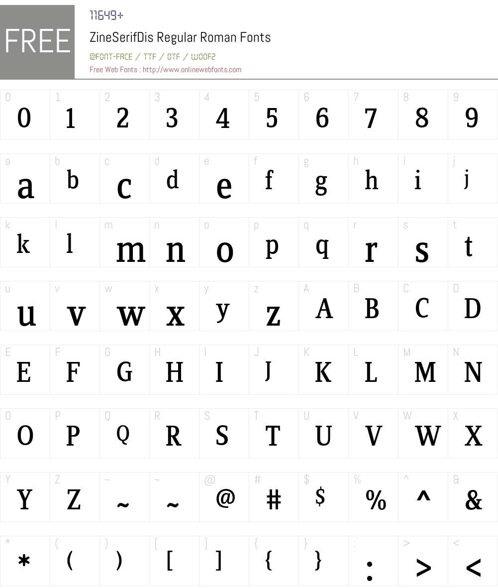 ZineSerifDis Font Screenshots
