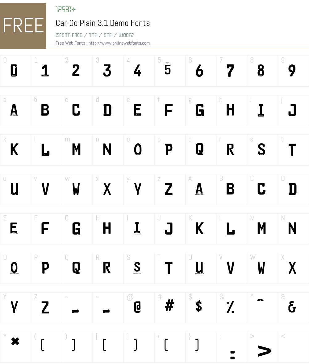 Car-Go Plain 3.1 Demo Font Screenshots