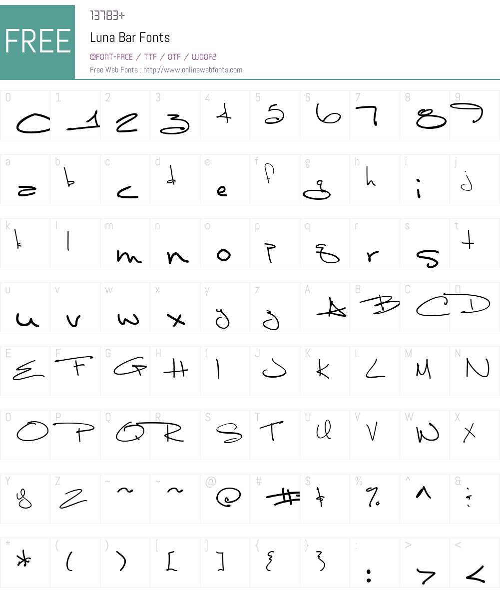 Luna Bar Font Screenshots