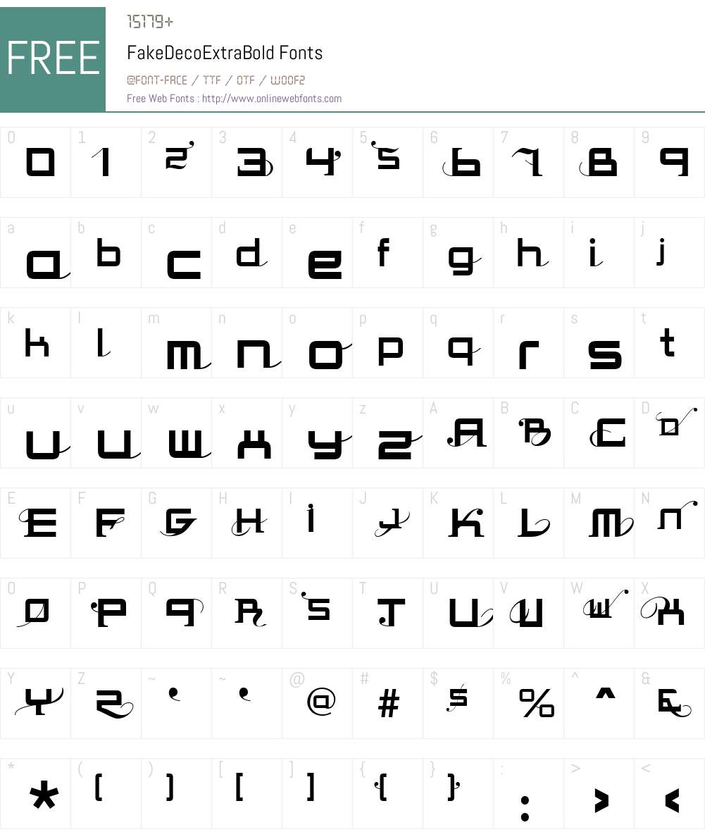 FakeDecoW00-ExtraBd Font Screenshots