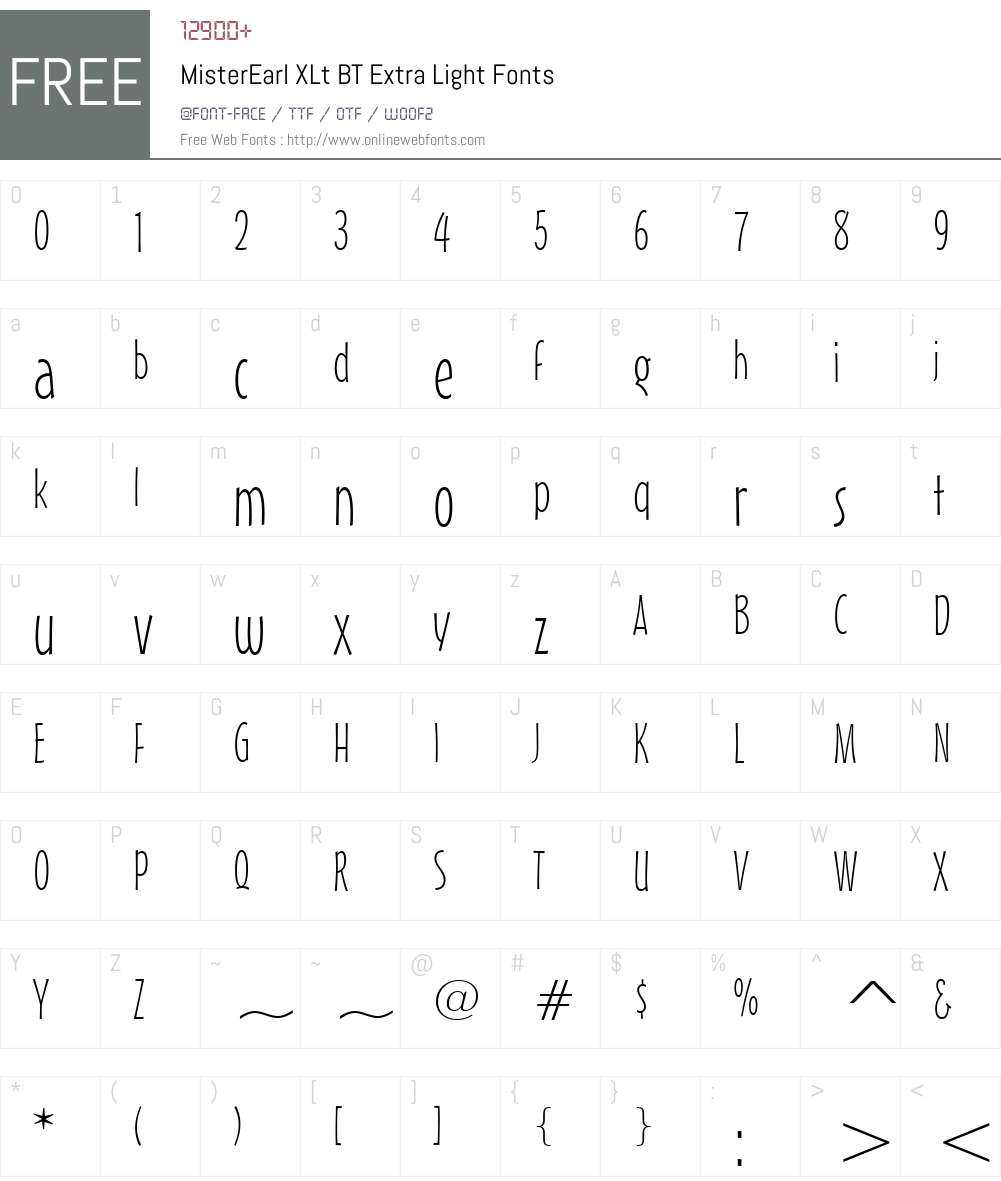 MisterEarl XLt BT Font Screenshots