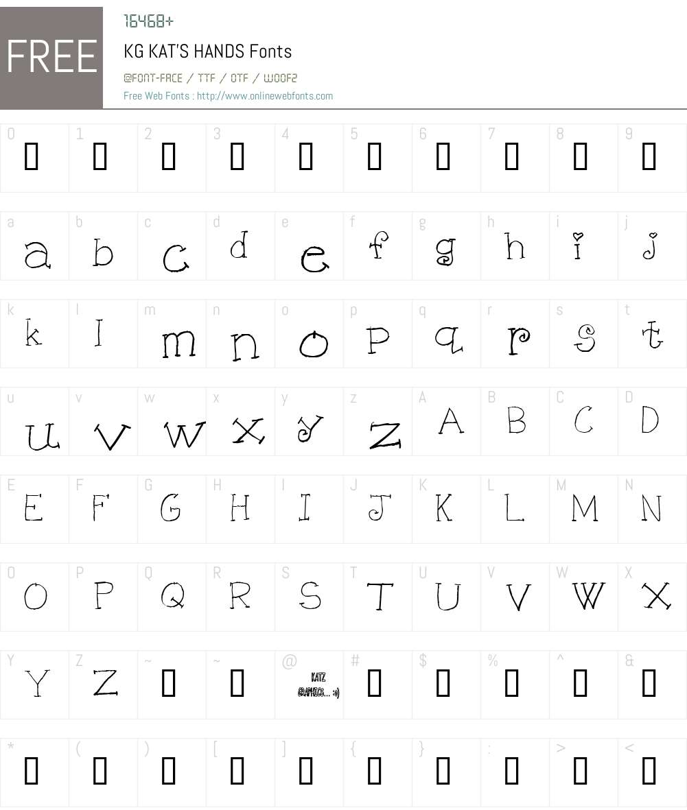 KG KAT'S HANDS Font Screenshots