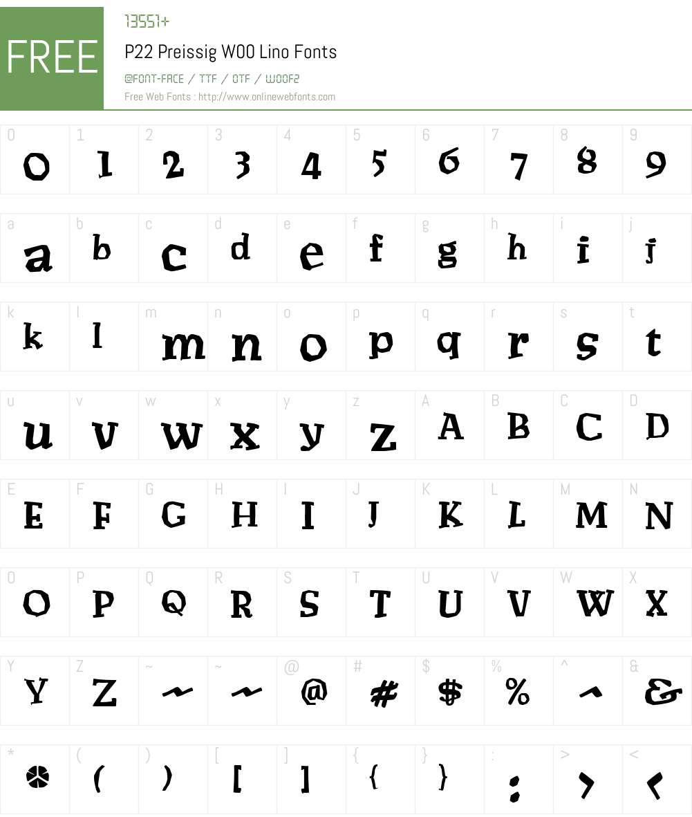 P22PreissigW00-Lino Font Screenshots