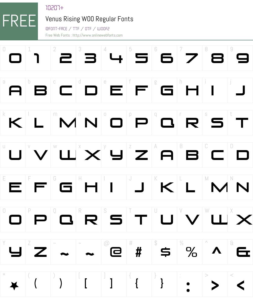 VenusRisingW00-Regular Font Screenshots