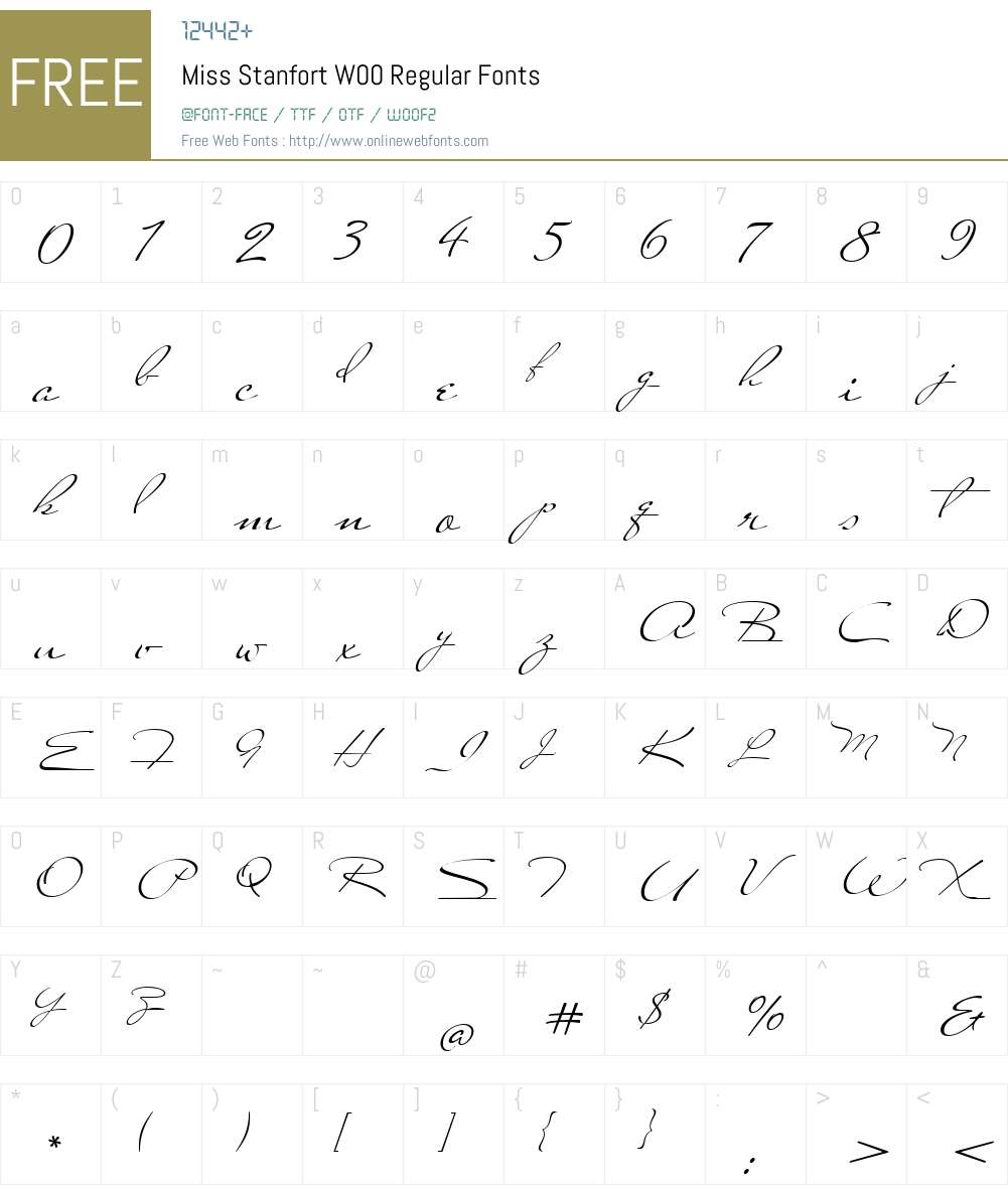 MissStanfortW00-Regular Font Screenshots