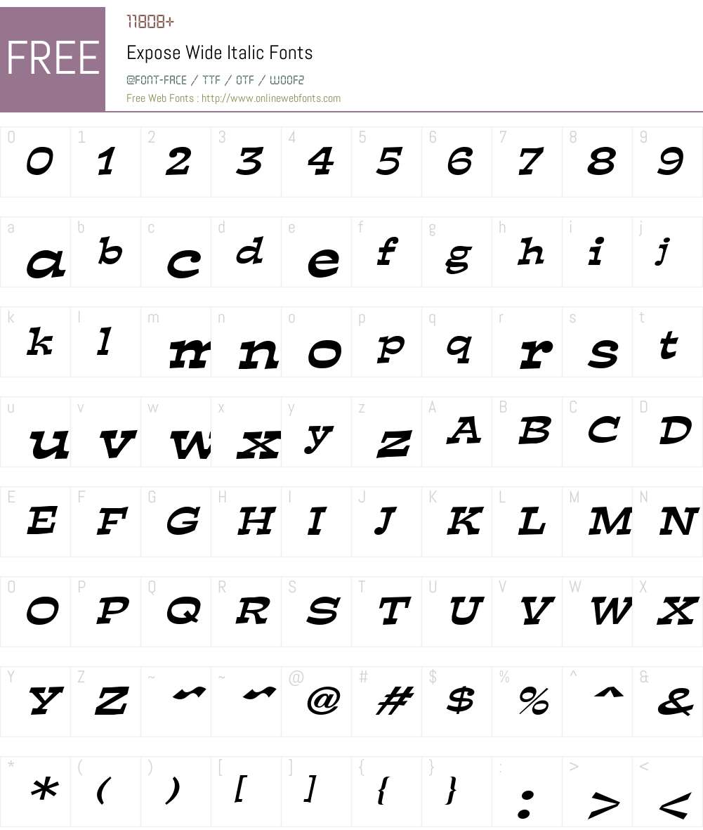 Expose Wide Font Screenshots