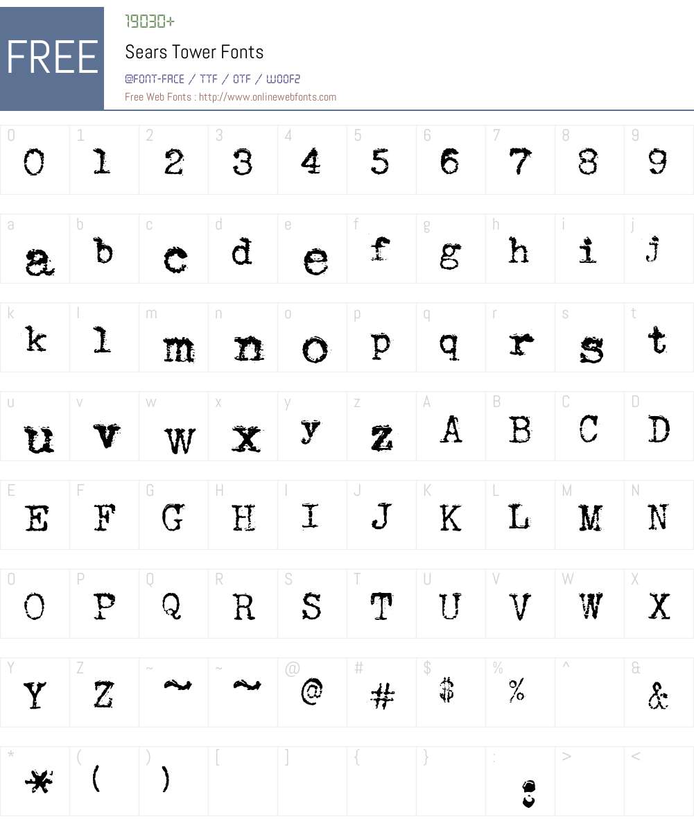 Sears Tower Font Screenshots